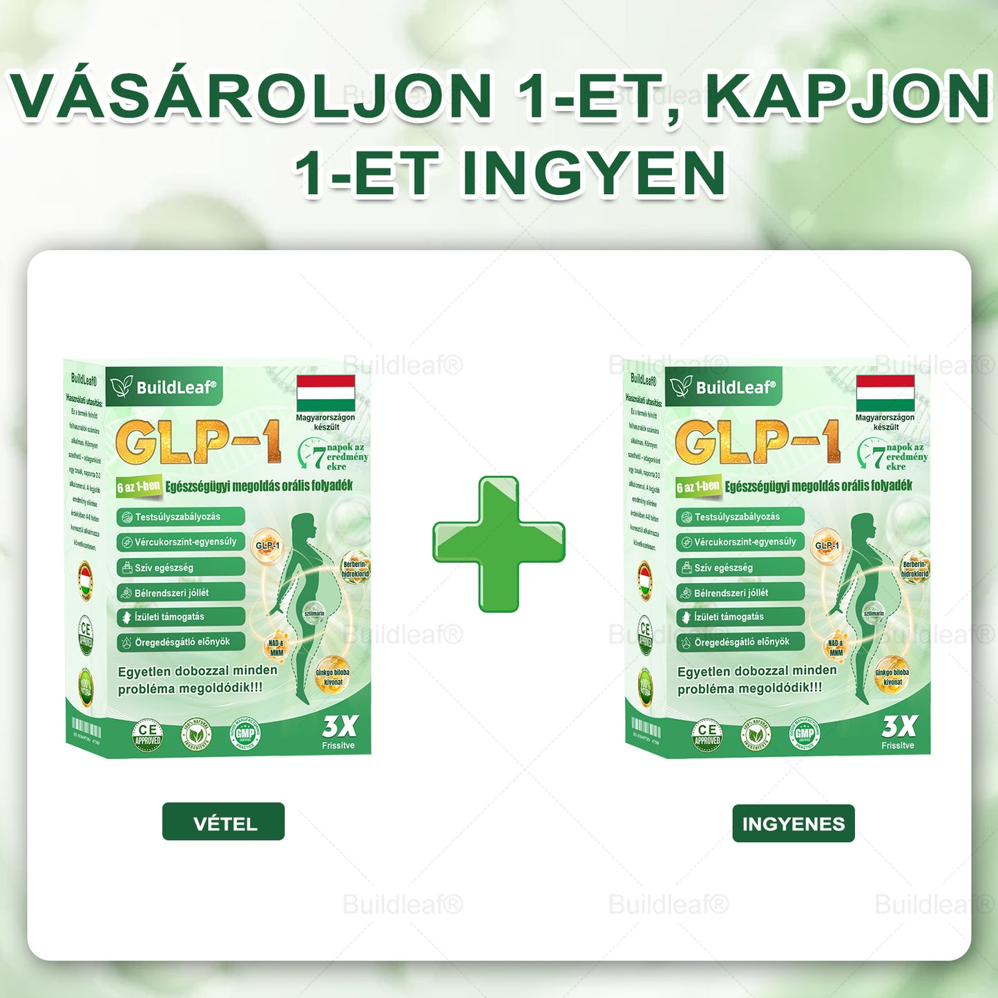 BuildLeaf® GLP-1 6 az 1-ben egészségügyi oldat szájon át szedhető folyadék ✅ Elhízás, szív- és érrendszeri egészség, cukorbetegség, alvási apnoe, bélrendszeri egészség, ízületi problémák és egyebek esetén