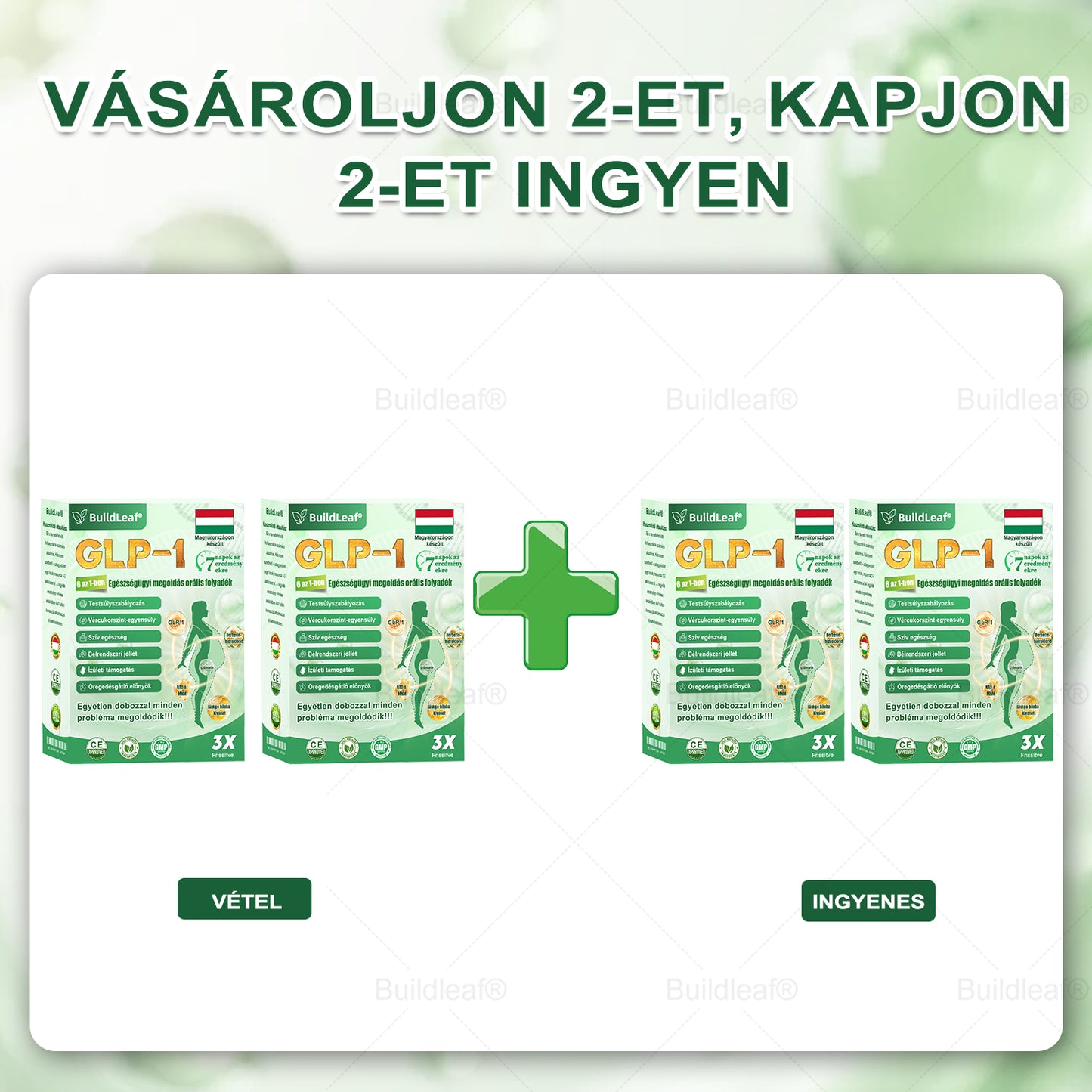 BuildLeaf® GLP-1 6 az 1-ben egészségügyi oldat szájon át szedhető folyadék ✅ Elhízás, szív- és érrendszeri egészség, cukorbetegség, alvási apnoe, bélrendszeri egészség, ízületi problémák és egyebek esetén