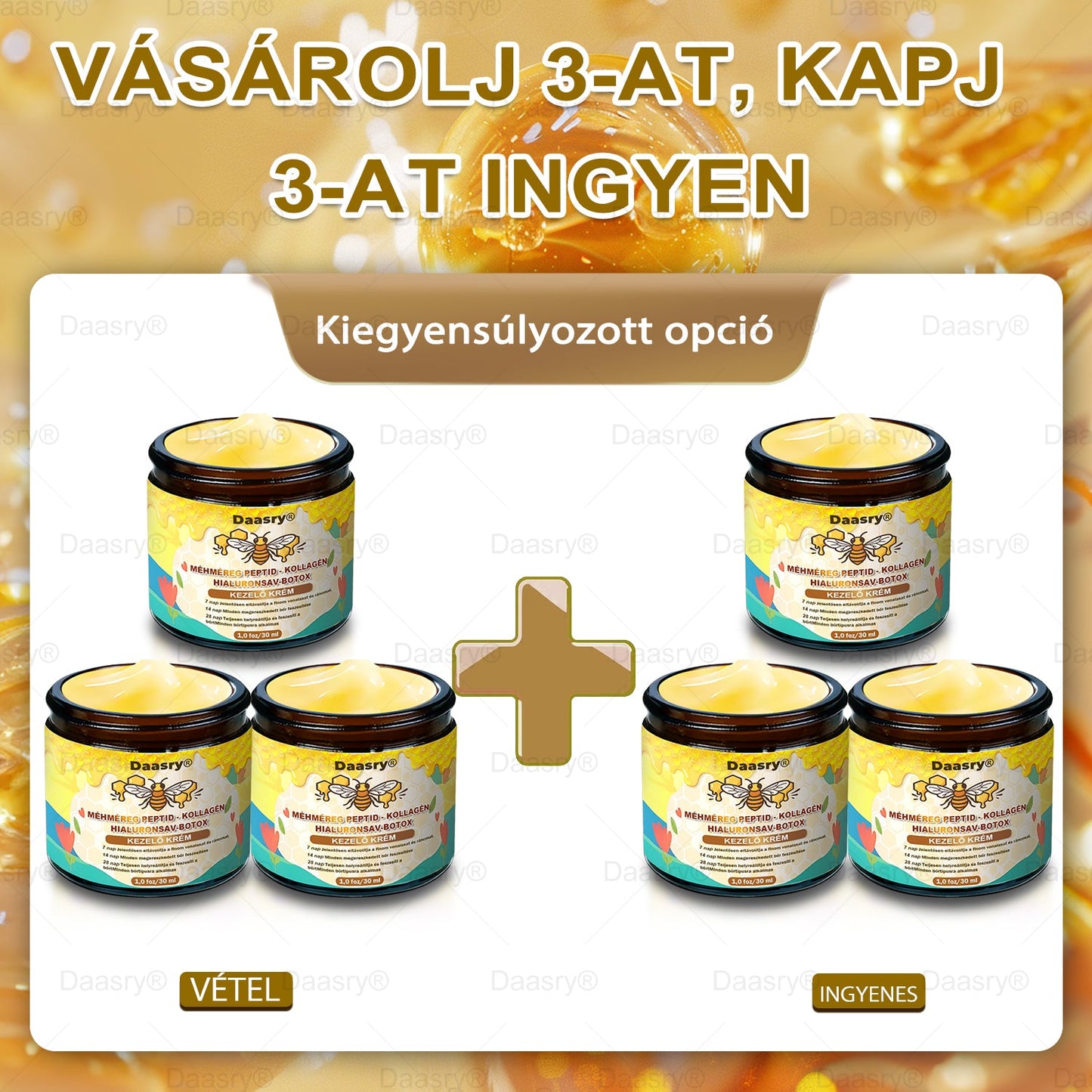 Világszerte legkelendőbb termékek-Daasry® Méhméreg Kezelő Krém, méhméreg peptidekkel, botulinum toxinnal, hialuronsavval és kollagénnel💧. Hatékonyan küzd a ráncok, finom vonalak, megereszkedés, terhességi csíkok és sötét foltok ellen !
