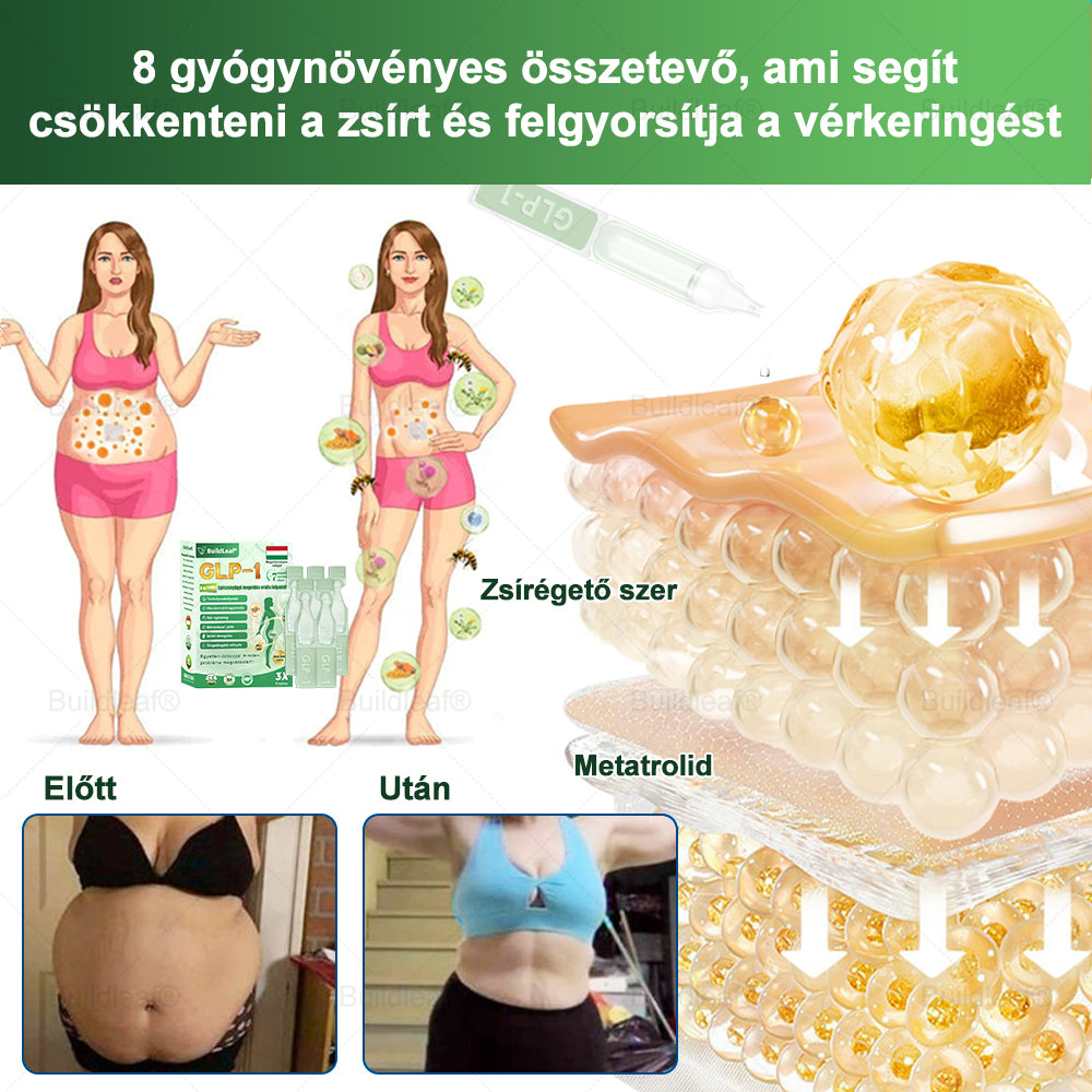 BuildLeaf® GLP-1 6 az 1-ben egészségügyi oldat szájon át szedhető folyadék ✅ Elhízás, szív- és érrendszeri egészség, cukorbetegség, alvási apnoe, bélrendszeri egészség, ízületi problémák és egyebek esetén