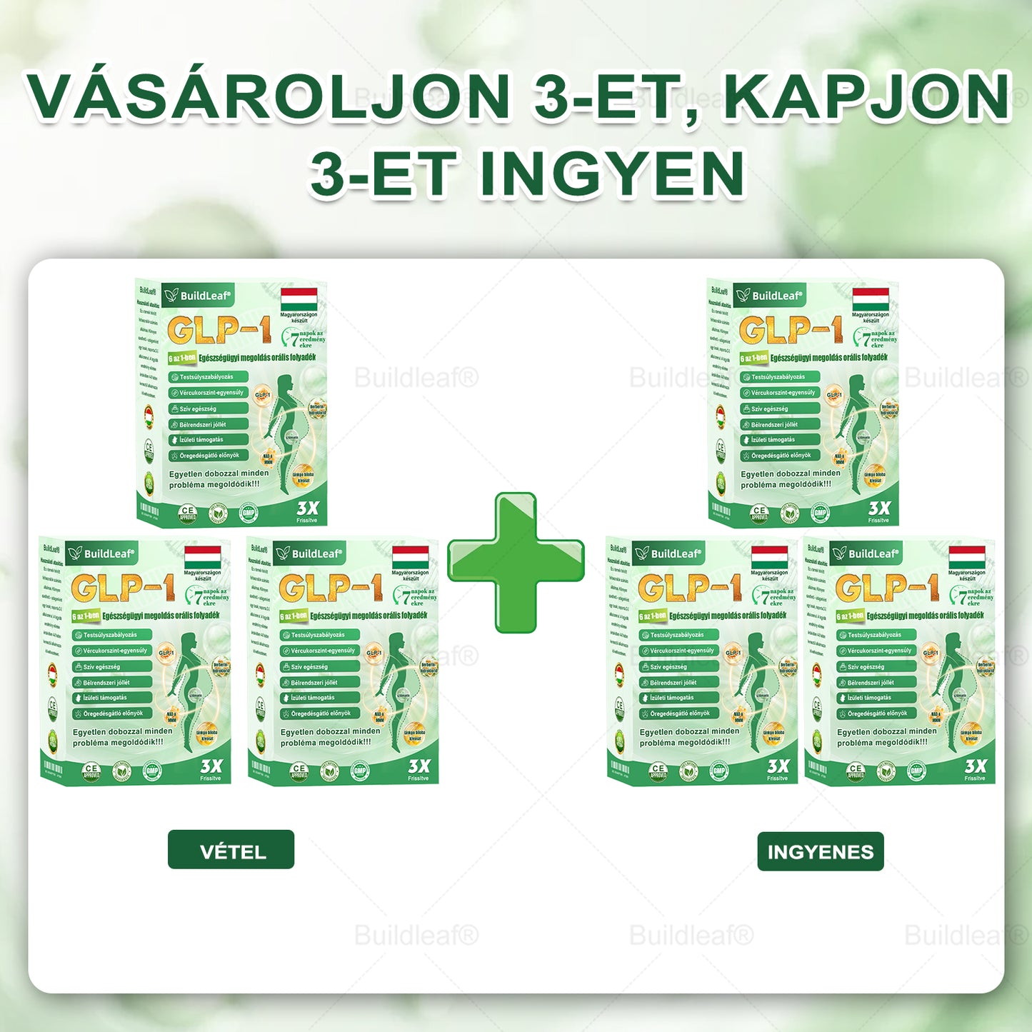 BuildLeaf® GLP-1 6 az 1-ben egészségügyi oldat szájon át szedhető folyadék ✅ Elhízás, szív- és érrendszeri egészség, cukorbetegség, alvási apnoe, bélrendszeri egészség, ízületi problémák és egyebek esetén