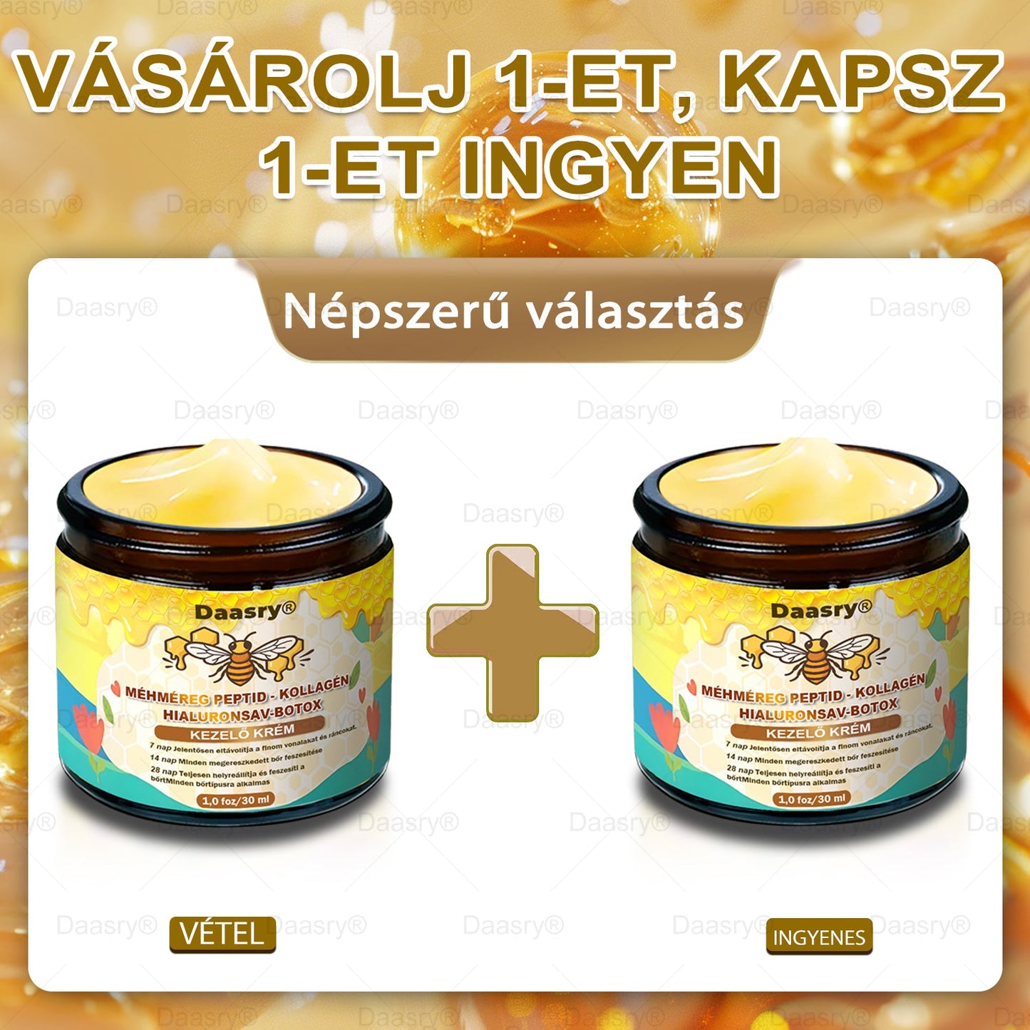 Világszerte legkelendőbb termékek-Daasry® Méhméreg Kezelő Krém, méhméreg peptidekkel, botulinum toxinnal, hialuronsavval és kollagénnel💧. Hatékonyan küzd a ráncok, finom vonalak, megereszkedés, terhességi csíkok és sötét foltok ellen !