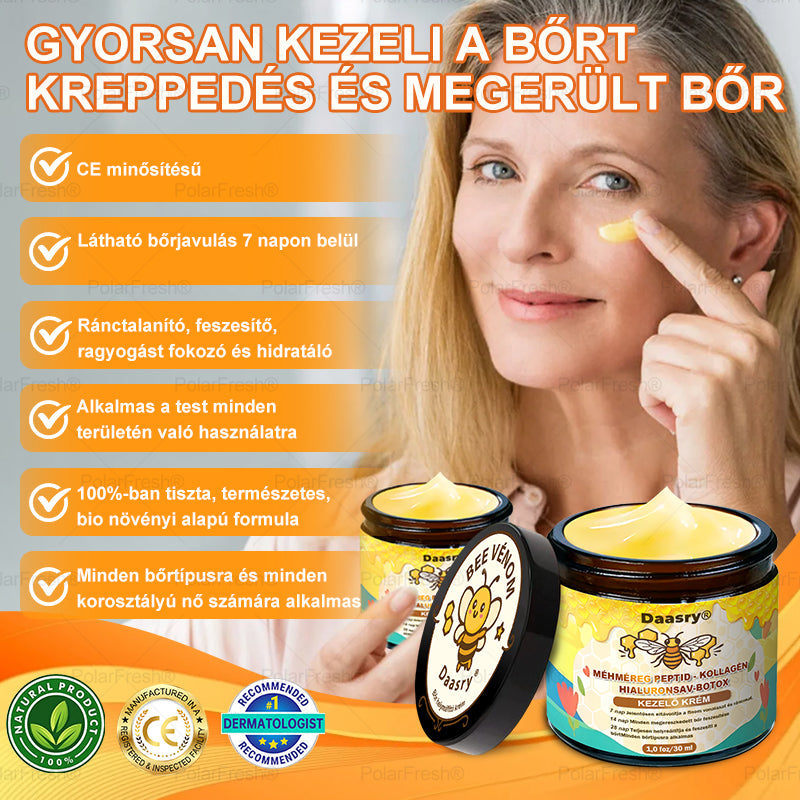 Világszerte legkelendőbb termékek-Daasry® Méhméreg Kezelő Krém, méhméreg peptidekkel, botulinum toxinnal, hialuronsavval és kollagénnel💧. Hatékonyan küzd a ráncok, finom vonalak, megereszkedés, terhességi csíkok és sötét foltok ellen !