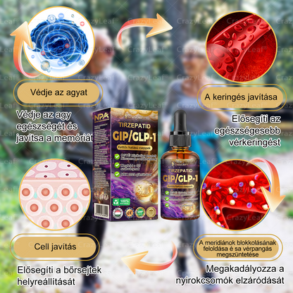 CrazyLeaf® Tirzepatide GIP/GLP-1 kettős hatású karcsúsító és egészségfokozó cseppek | A Budapesti Orvosi Esztétikai és Elhízás Klinikák támogatásával (Klinikailag ihletett, élelmiszeripari minőségű zsírégető )